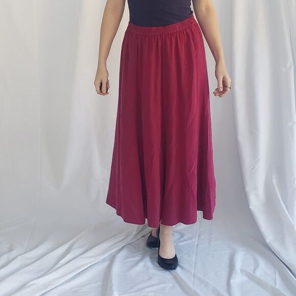 90s‎ Pink Silk Maxi Skirt - Picture 1 of 5